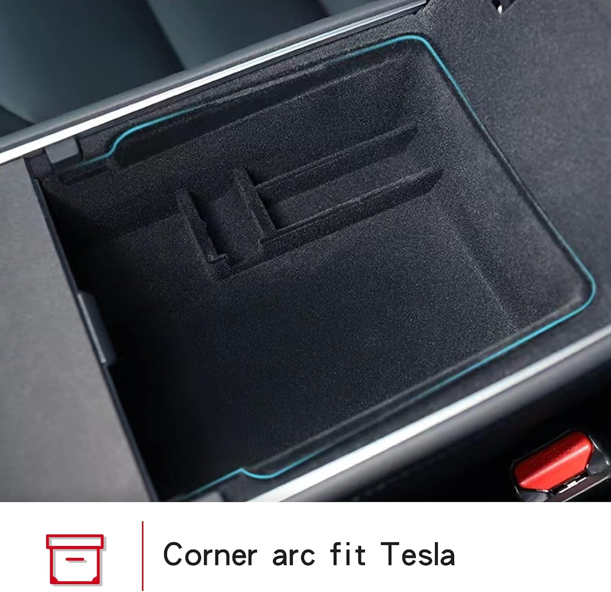 Center Console Organizer Tesla Model Y/3 Flocked Armrest Accessories for Storage Compatible with 2021 2022 2023 Model 3 Model Y(3 Pcs Set)