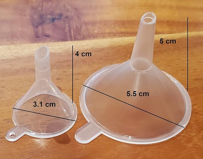 Funnels Variety Set of 5 Mini, Small to Larg Plastic Funnel for Kitchen Liquid Spices Powder Cosmetic Lotion Essential Oils