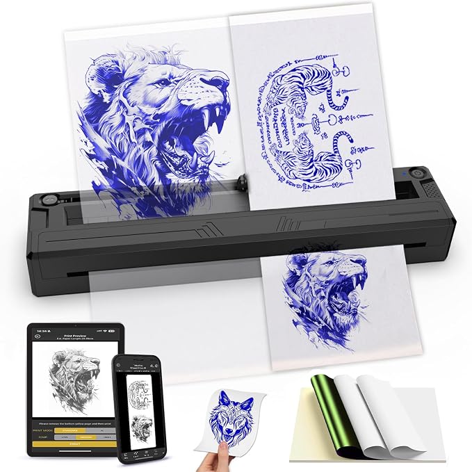 Wireless Tattoo Stencil Printer, Portable Bluetooth Thermal Tattoo Printer
