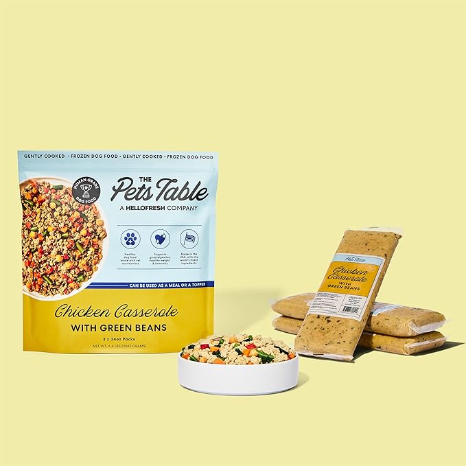 The Pets Table Human-Grade Chicken Casserole Fresh Dog Food, Dog Food Topper or Complete Meal, 6 Count of 34-oz Pouches, 12.7lbs