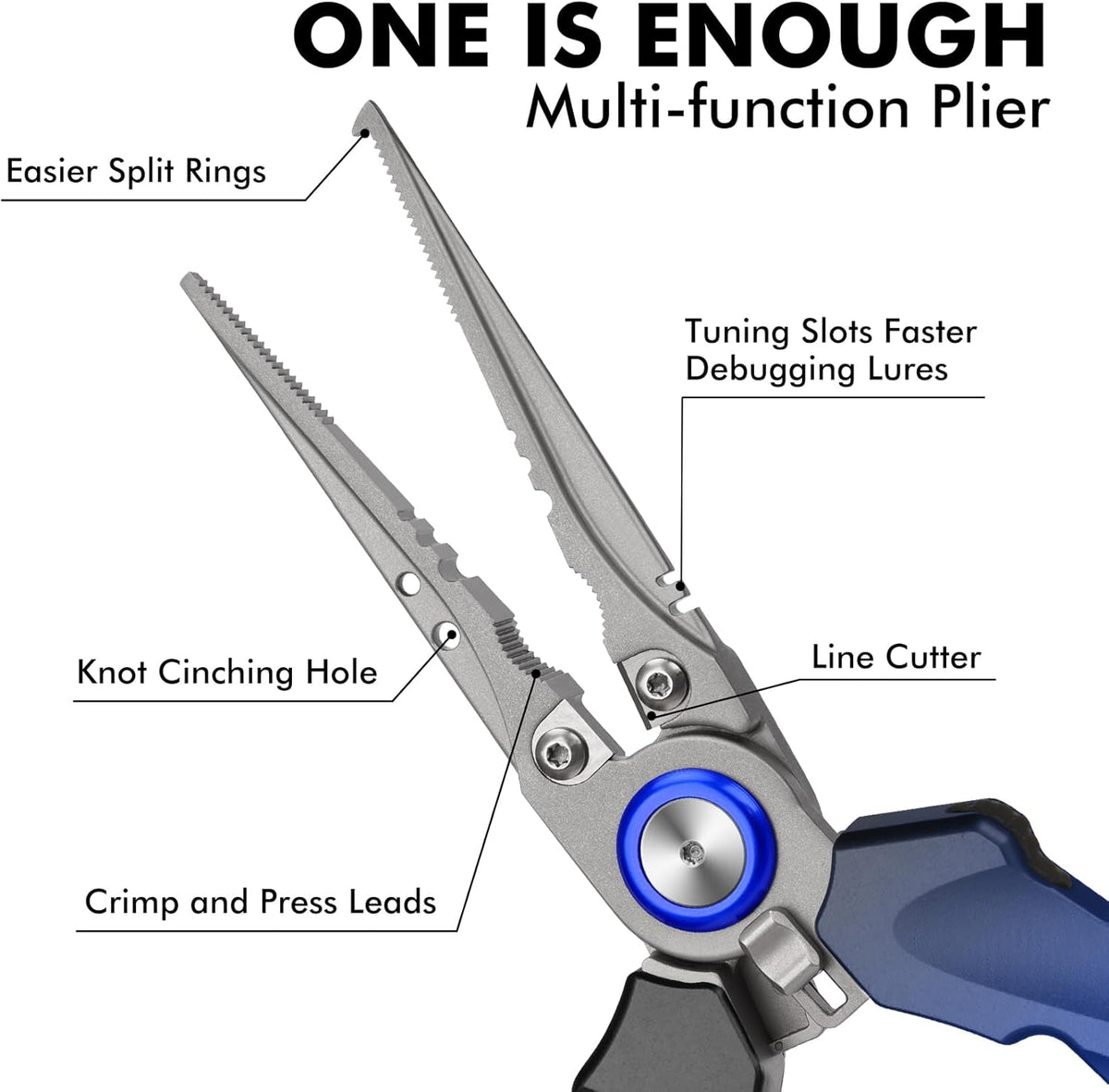 TRUSCEND Lockable Fishing Pliers - Ergonomic Handle, Tungsten Carbide Cutter, Saltwater Resistant