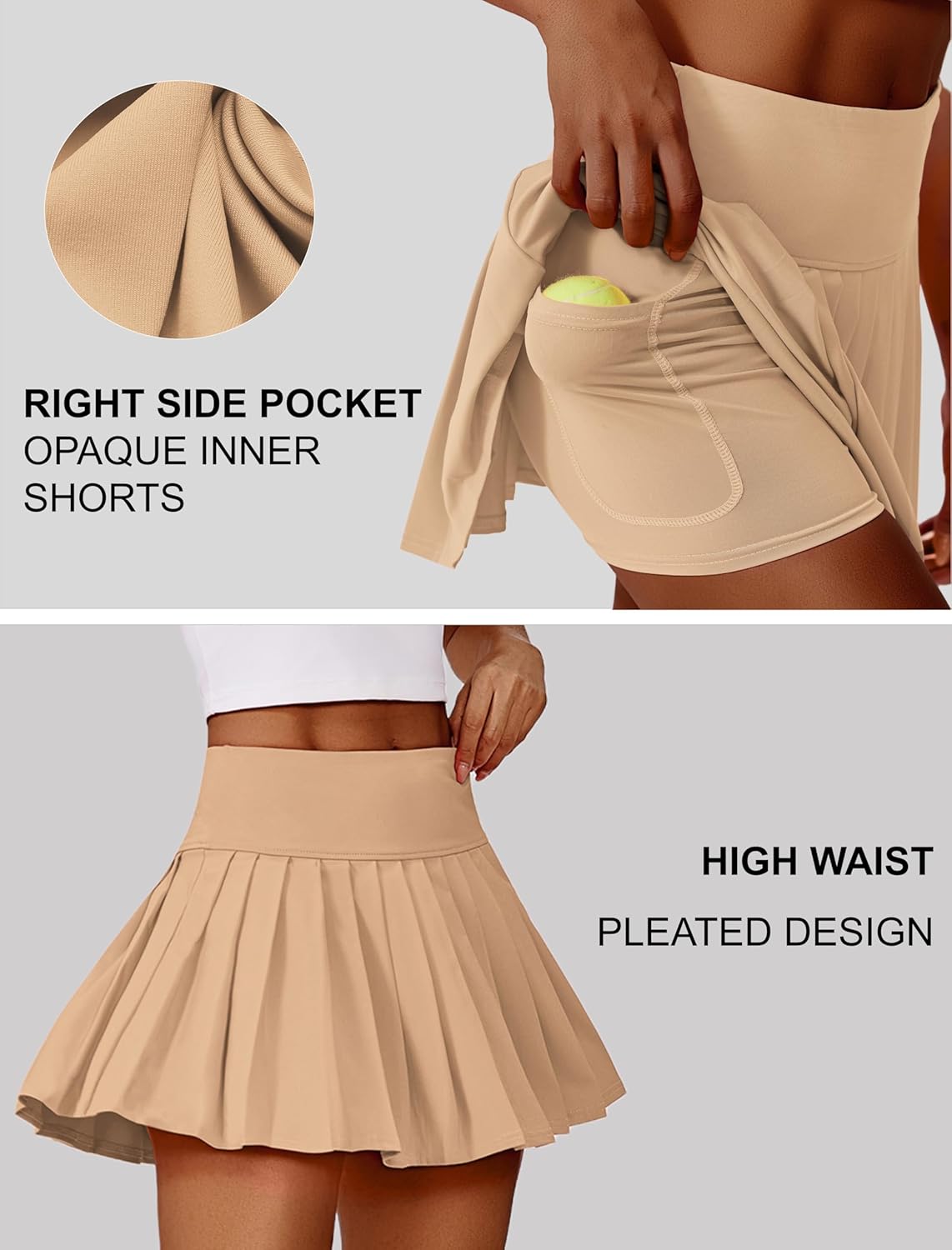 PINSPARK Pleated Tennis Skirts for Women - High Waist Lightweight Mini Athletic Skorts | Ideal for Golf & Pickleball