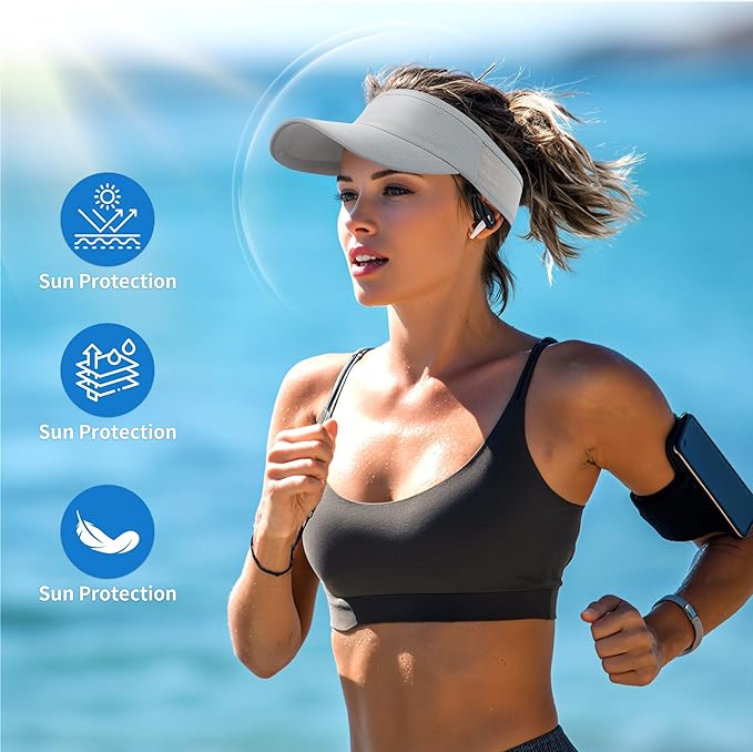 HH HOFNEN Sports Sun Visor Cooling Lightweight Stretchy Packable Running Golf Visor Hat for Men Women