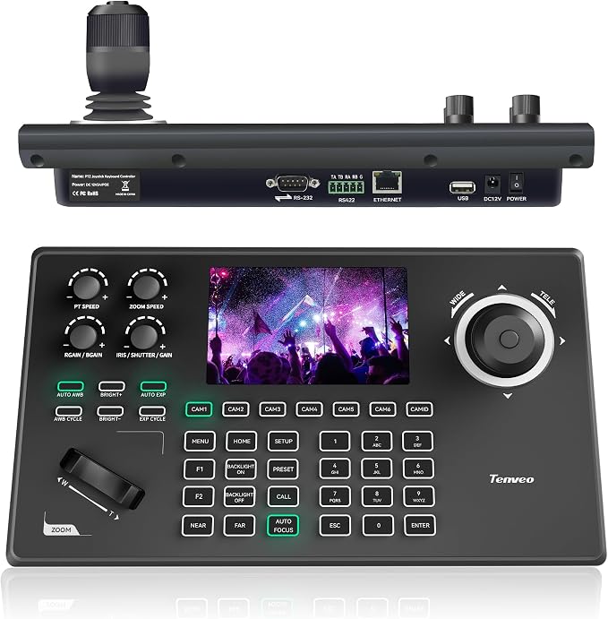 Tenveo NDI PTZ Camera Controller, 4D Joystick, PoE IP PTZ Controller Keyboard