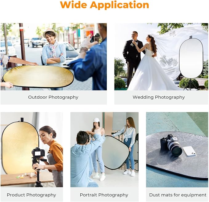 K&F CONCEPT 24" x36” 5-in-1 Oval Foldable Reflector