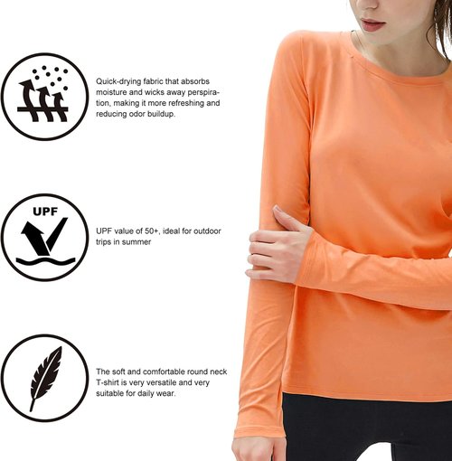 Isnowood Women's Sun Protection Long Sleeve Swim Shirt - UPF 50+ UV Rash Guard for Hiking & Running