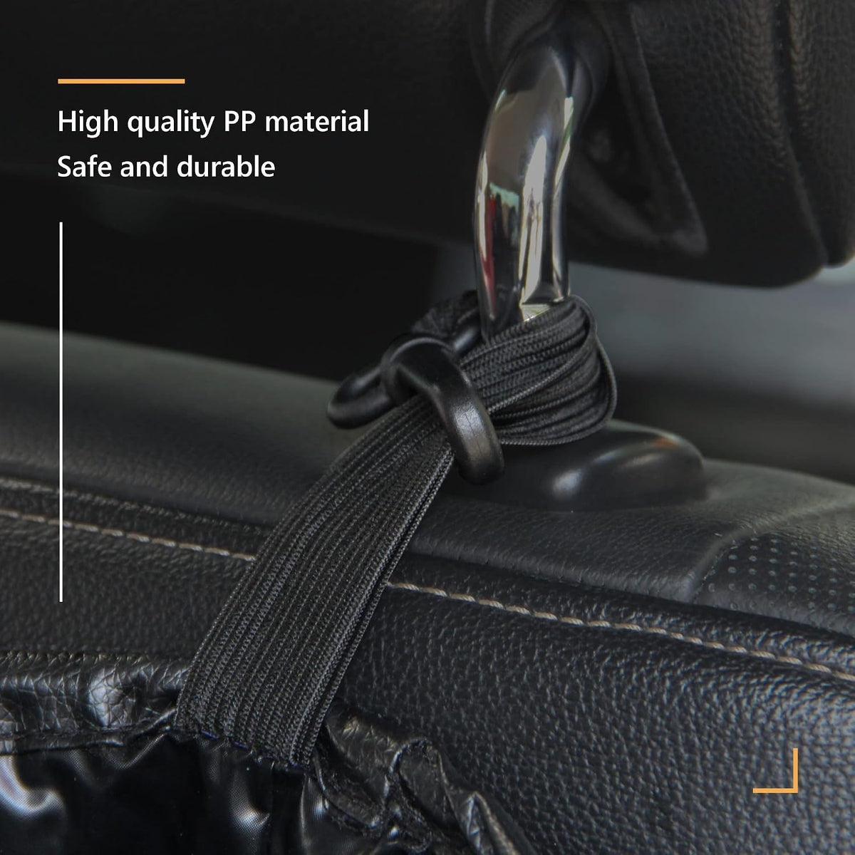 Car Trash Can Foldable PU Leather Car Garbage Can Waterproof Portable Multifunctional Car Accessories Interior Trash Bin Hanging for Headrest Black
