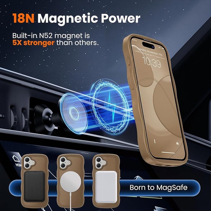 toushion for iPhone 17 Case Cute Brown, Fits MagSafe, Matte Skin Feeling Back