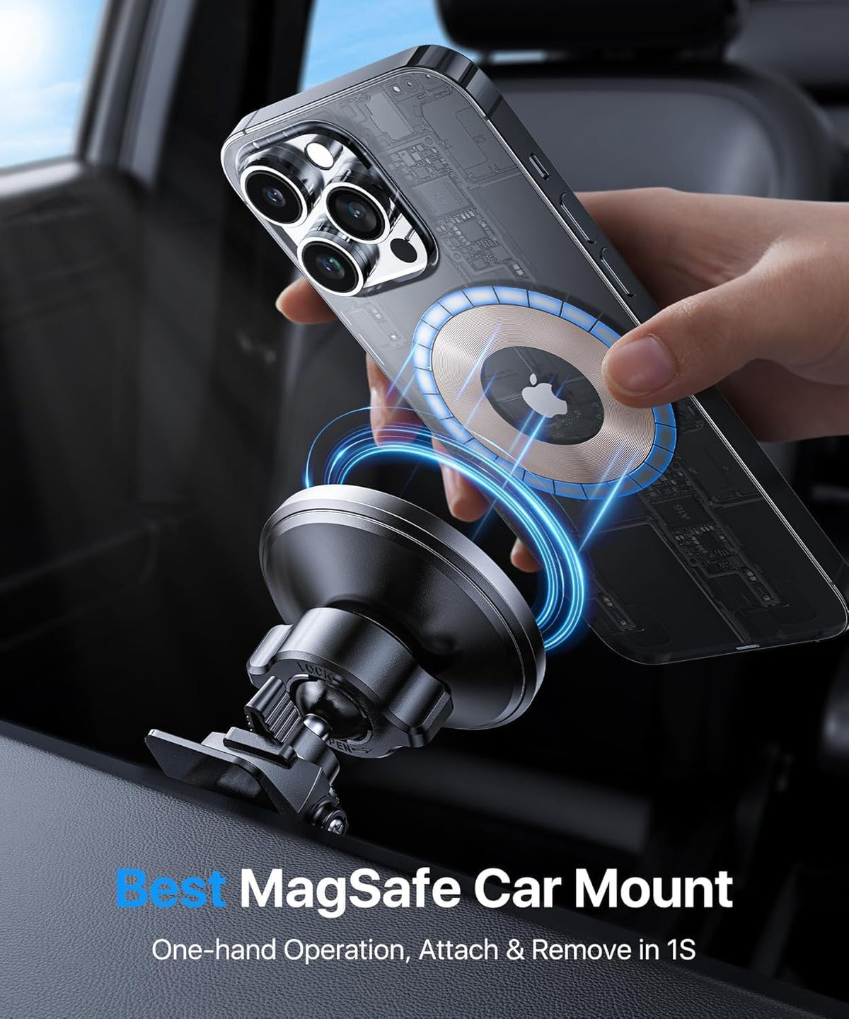andobil for MagSafe Car Mount [Strong Magnet&Metal Clip] Vent Phone Holder