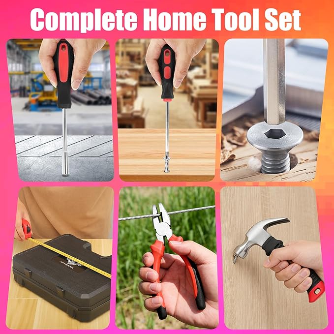 Tool Set：Tool Kit with 8V Cordless Drill, Tool Box with Drill, Hand Drill Set for Men & Women, Home Tool Kits for House Repair, Handyman, DIY 146 Piece