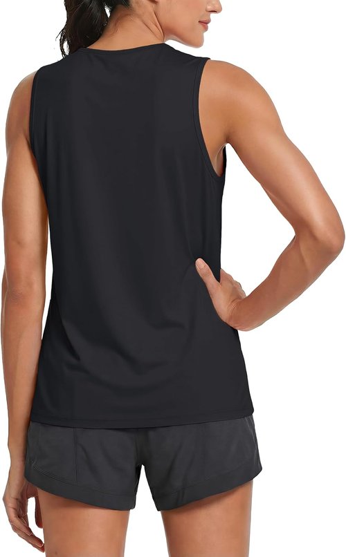 MAGCOMSEN Women's Sleeveless Workout Tank Tops - UPF 80+ Dry Fit Athletic Gym Shirt for Summer