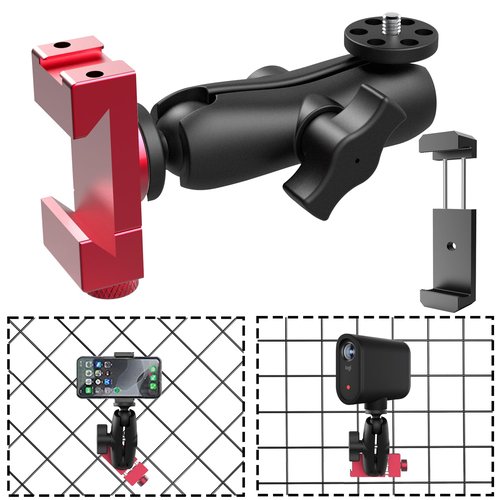 aoeyoo Aluminium Smartphone Fence Mount- Fence Mount for iPhone17 & Android, Mevo Start, Insta360 X5 X4 Camera,Phone Camera Holder for Tennis & Pickleball Training, Tennis Training Equipment