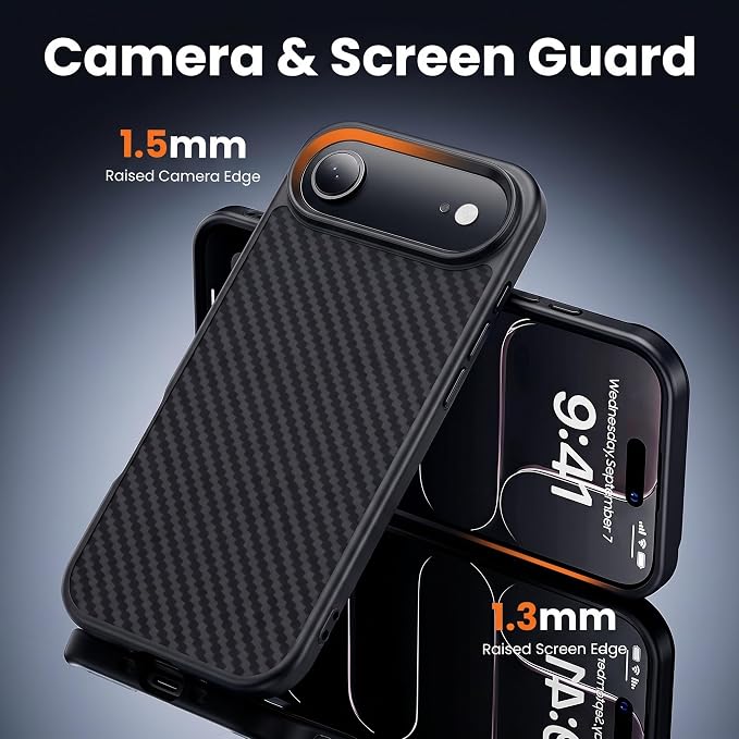 toushion 3 in 1 for iPhone Air Case Carbon Fiber Black&Grey, Fits MagSafe