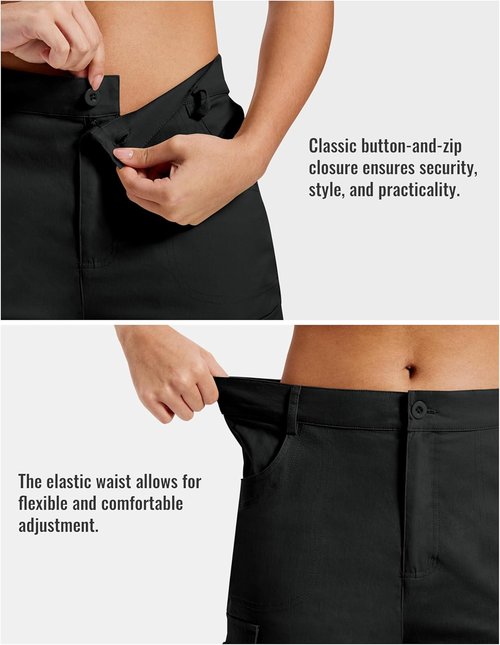 MoFiz Women's Cargo Capris - Lightweight Cotton Pants with Button Pockets | Perfect for Summer Hiking