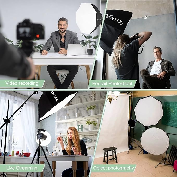 Skytex Softbox Lighting Kit 2pack 20x28in Octa Soft Box|135W 2700-6400K E27 LED
