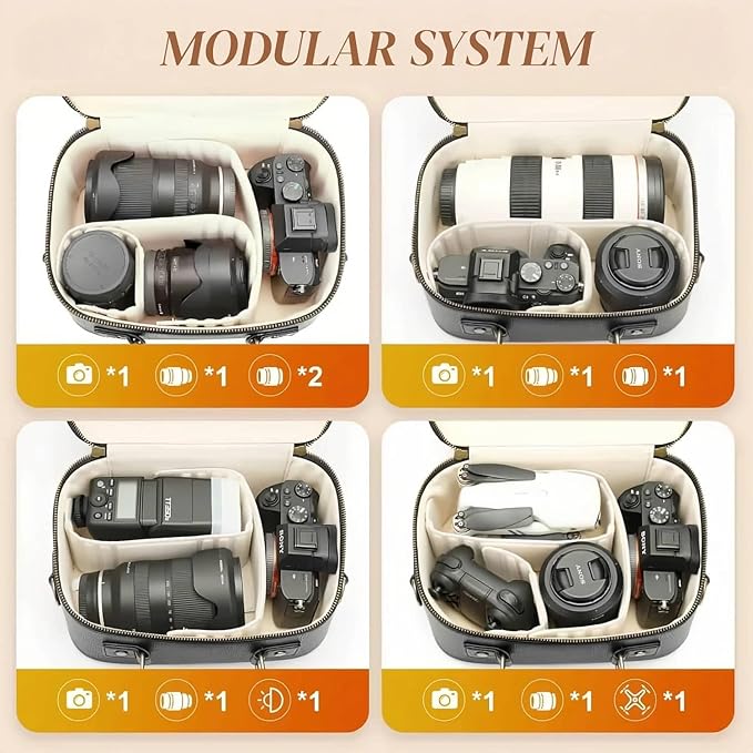 Camera Sling Bag, Waterproof PU Leather Crossbody Camere Bag