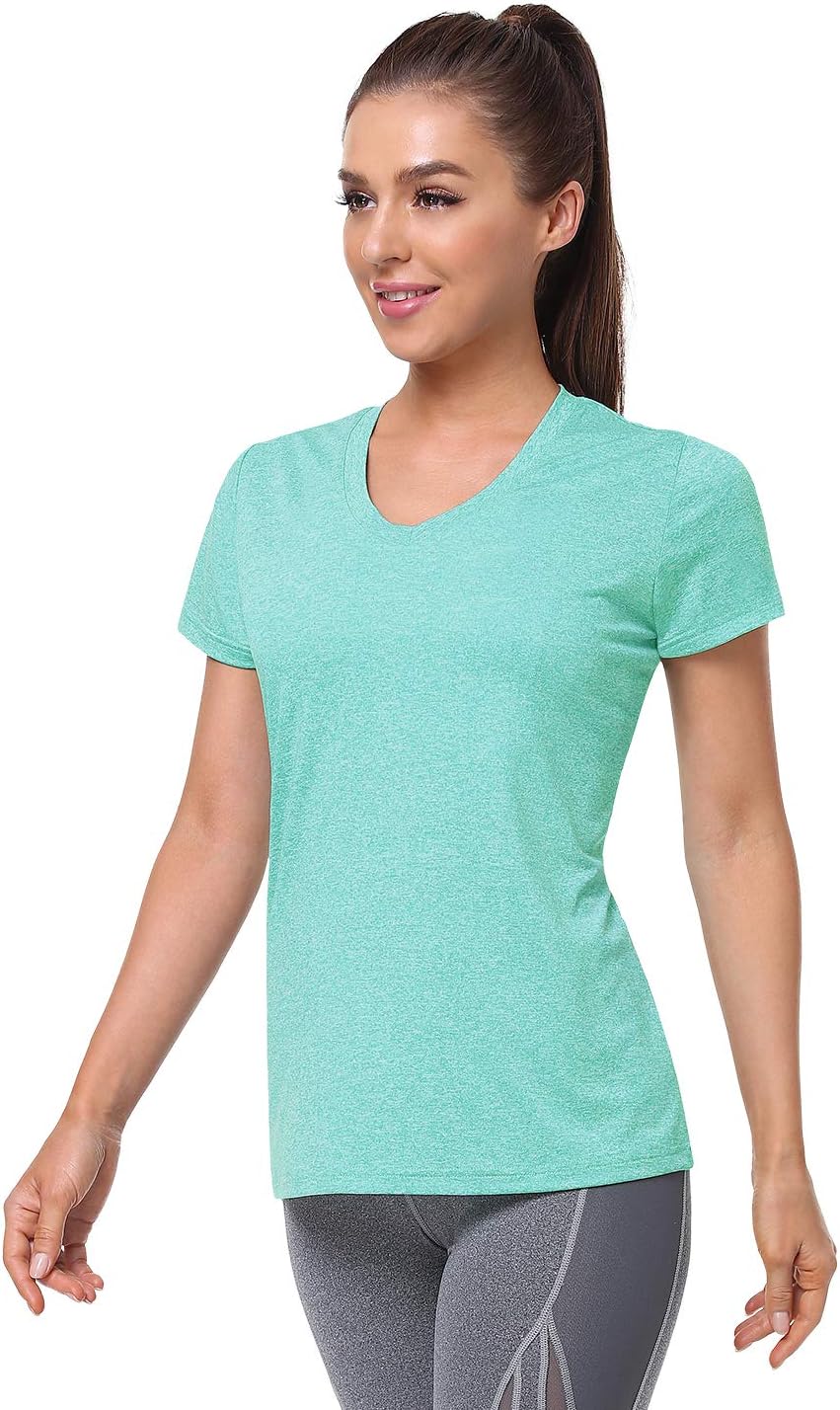 Skiennix Women's Athletic V-Neck T-Shirts - 5-Pack Moisture-Wicking Dry Fit Tees