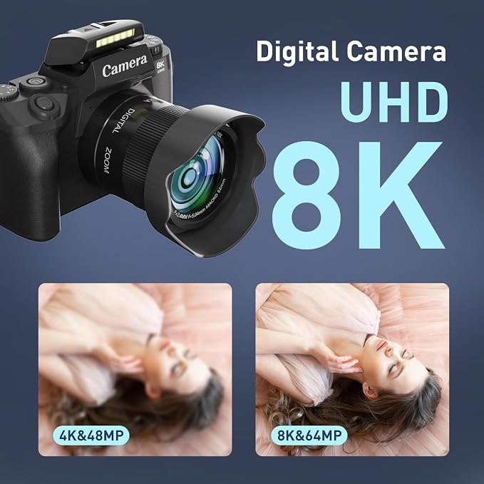 8K Digital Camera, 64MP WiFi Cameras