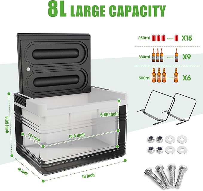 10L0L Golf Cart Ice Cooler Universal Insulated Portable Cooler Lightweight Ice Chest Box with Mounting Bracket Kit for Yamaha,EZGO,Club Car
