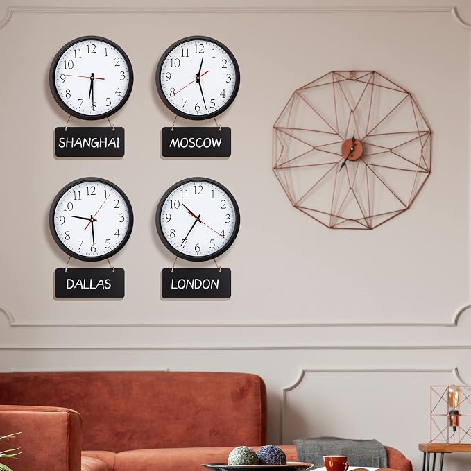 Silent Wall Clocks with Chalkboards and Marker, Battery Operated Round Multi