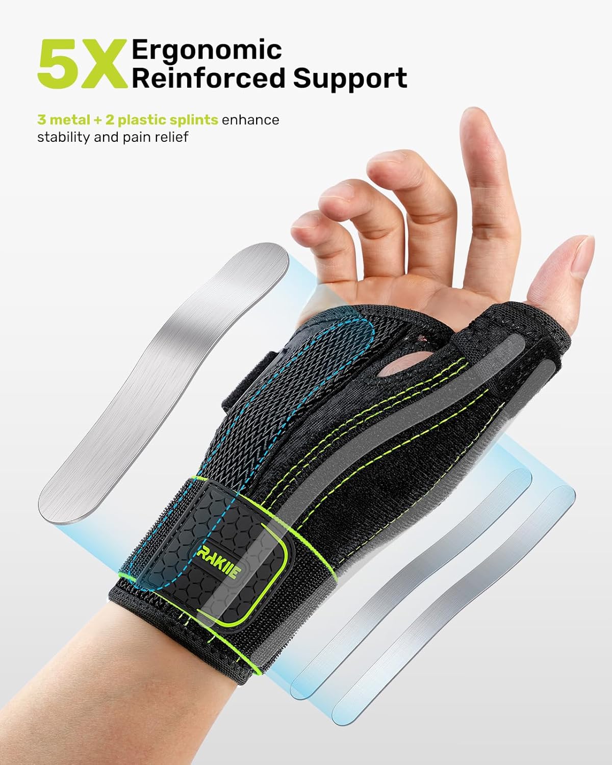Rakiie Right Hand Wrist Brace - Lightweight Soft Support for Carpal Tunnel Relief | Yellow L/XL