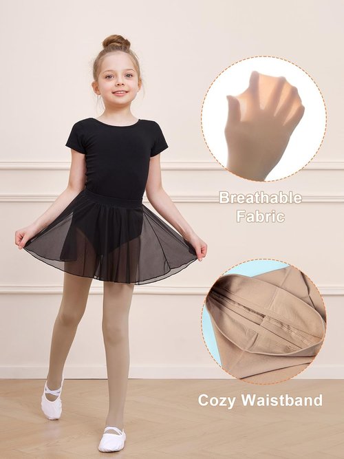 DIPUG Ballet Tights for Girls - Soft, Thick Footed Dance Tights for Toddlers & Kids