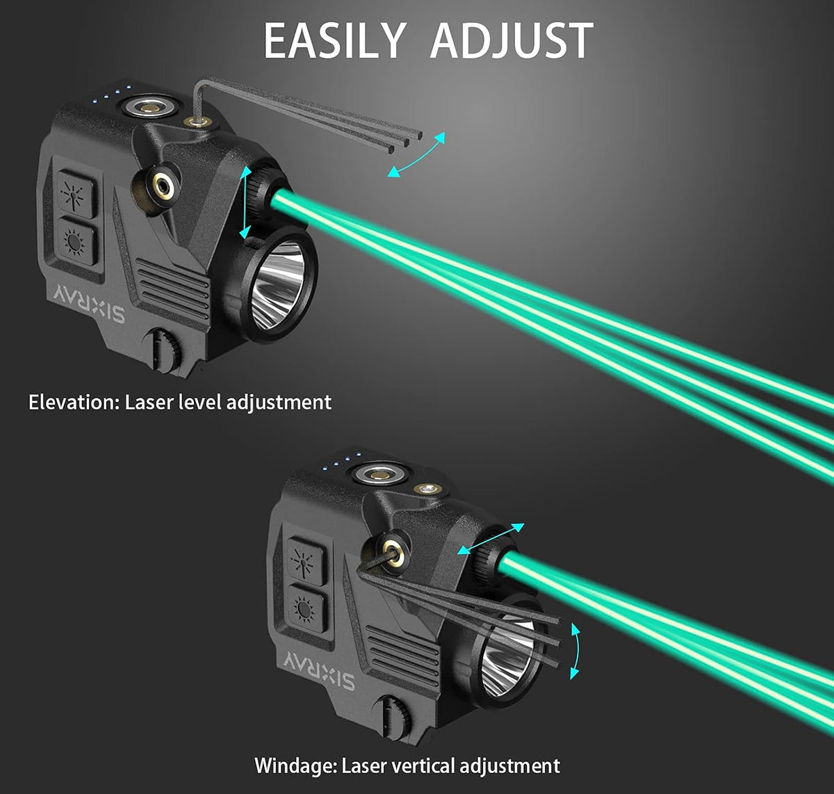 SIXRAY Pistol Light Laser Sight - 420 Lumens LED with Magnetic Charging & Quick Release | Airsoft Compatible