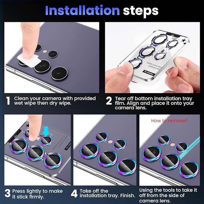 Tensea (3+2PCS for Samsung Galaxy S24 Ultra 5G Camera Lens Protector, 9H