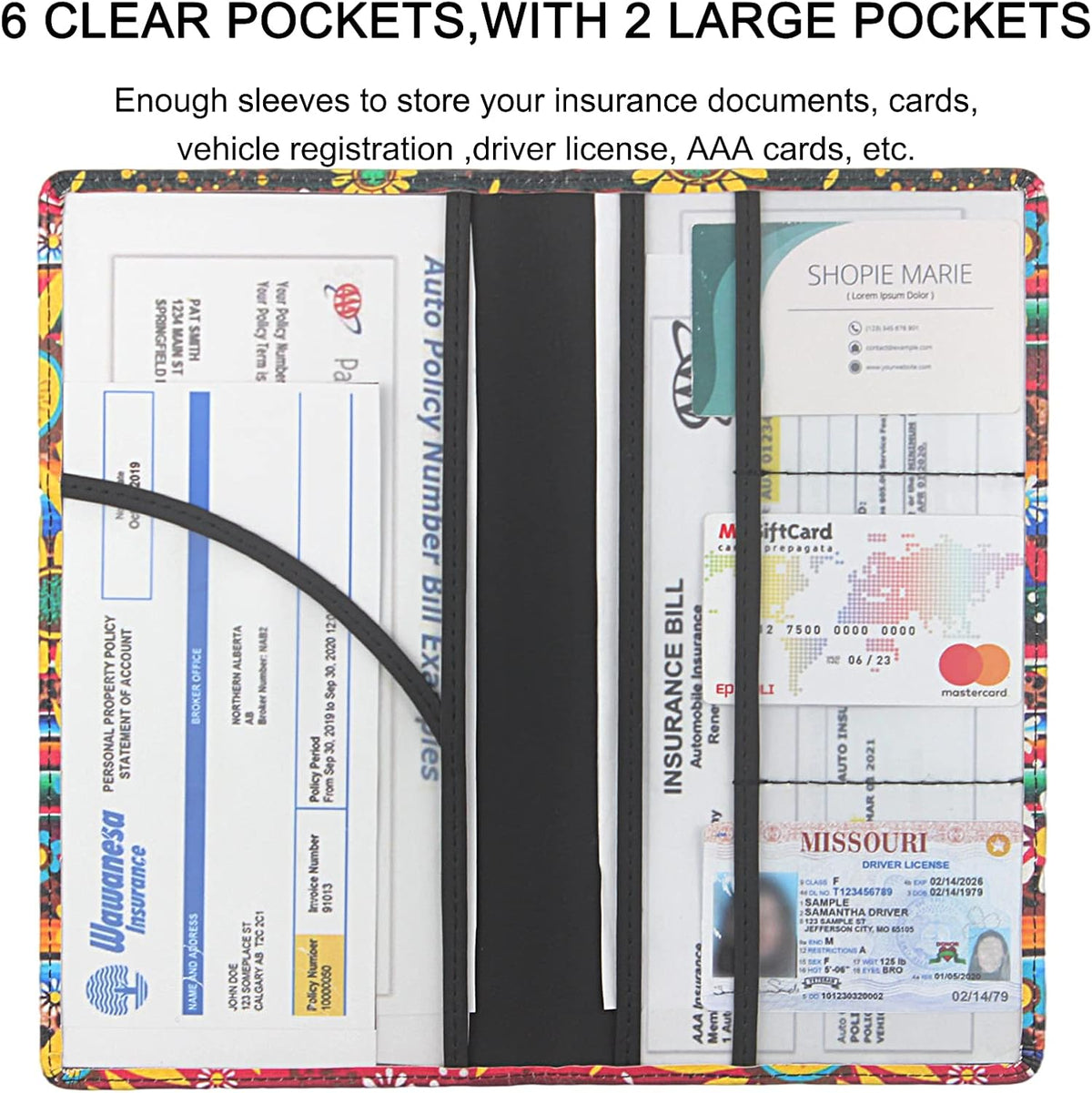 LumiMokki Premium Car Registration & Insurance Card Holder, Sunflower