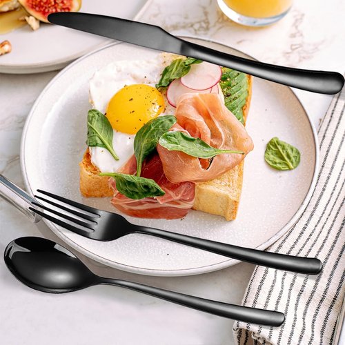 MURRI&MURRDI Stainless Steel Travel Cutlery Set - Reusable 3-Piece Flatware with Case | Black