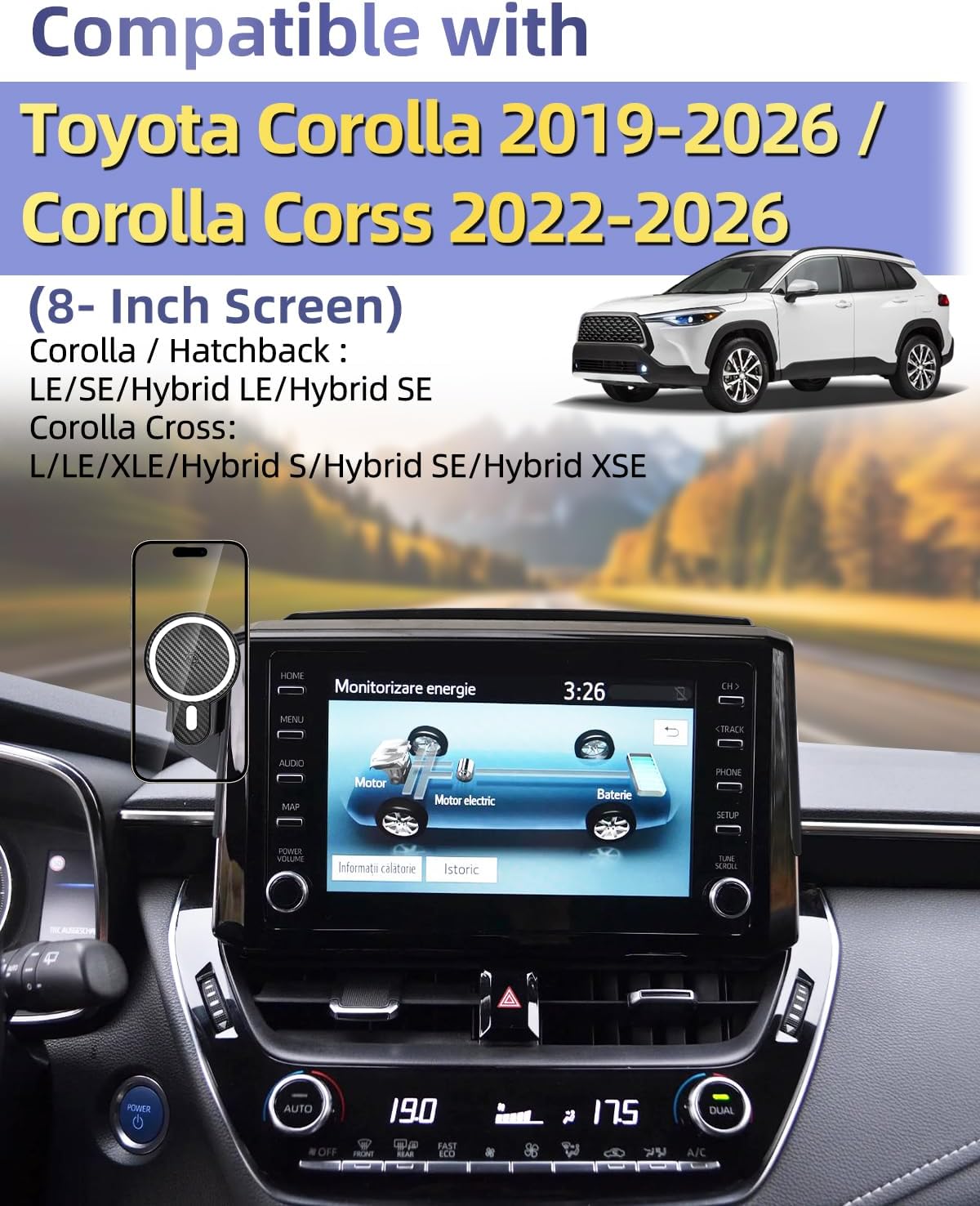PZK Car Phone Mount for 2019-2026 Toyota Corolla/Corolla Cross 2022-2026