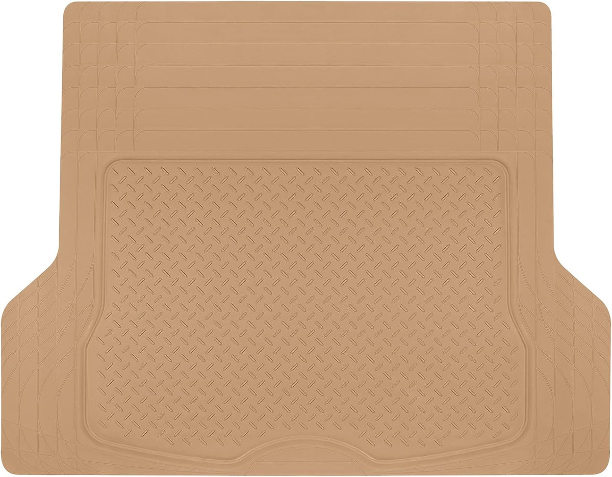 BDK Heavy Duty Rubber Cargo Mat Liner - All-Weather Trunk Protection, Trim-to-Fit Design for Cars, SUVs, Vans &amp; Trucks - Non-Slip, Waterproof, Durable Cargo Floor Liner - 46" x 56.75" x 0.25" - Beige