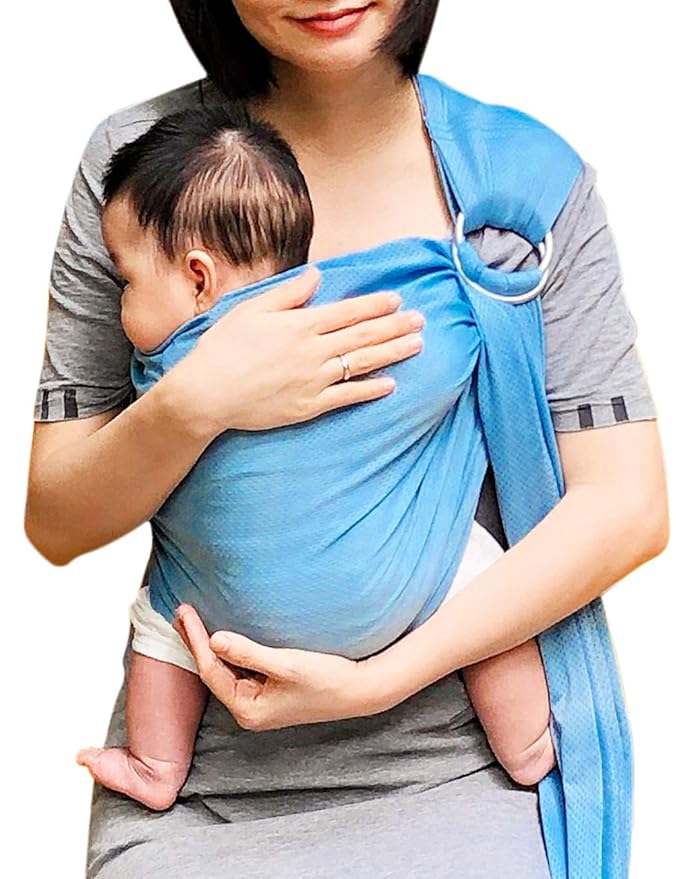 Baby Water Ring Sling Carrier | Lightweight Breathable Mesh Baby Wrap for Infant, Newborn, Kids and Toddlers | Perfect for Summer, Swimming, Pool, Beach | Great for Dad Too Lakeblue