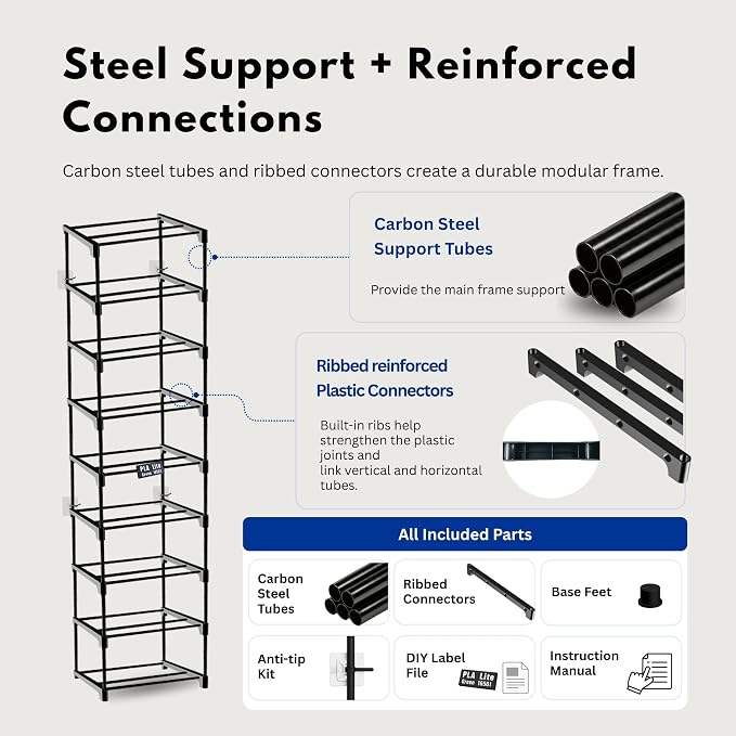 9-Tier 3D Printer Filament Storage Rack, Holds Up to 54 1kg Spools,