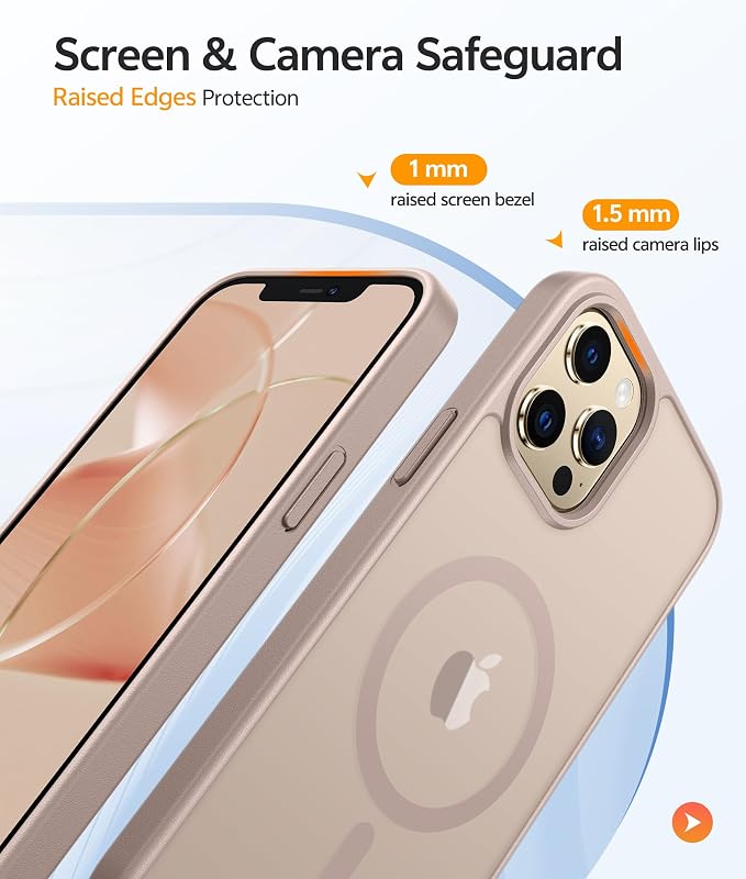 FNTCASE for iPhone 12 Pro Max Case: Translucent Matte Magnetic Phone Cover