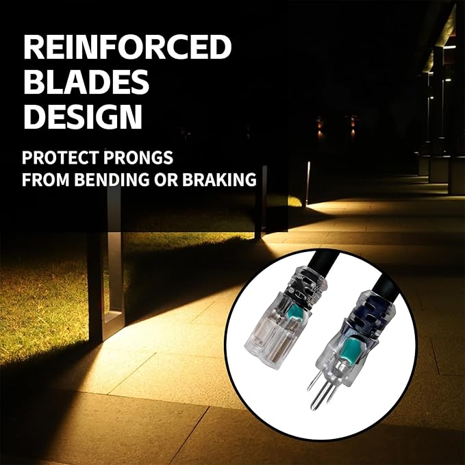 Indoor Outdoor Extension Cord Weatherproof with Lighted End, UL Certified, 16 Gauge 6FT Black 3 Prong Heavy Duty, 16/3 SJTW 13A Power Cord for Outdoor Lights, Lawn