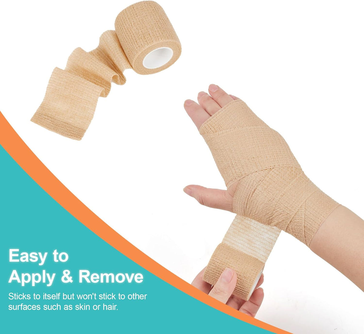 Skiennix Self-Adhesive Bandage Wraps - 6 Pack, 2” x 5 Yards, Skin Color, Perfect for Sports & Injury Support