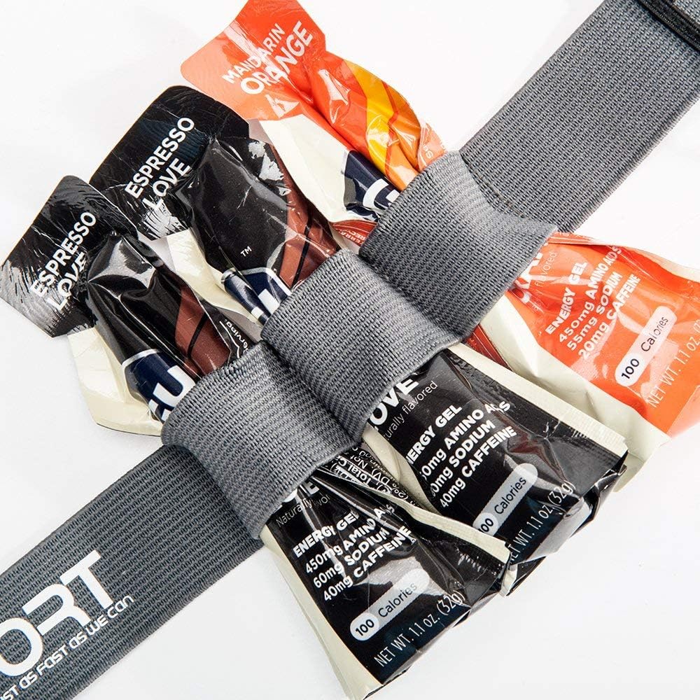 RJ-Sport Race Number Belt - Triathlon Bib Holder with 6 Energy Gel Loops | Ideal for Running & Cycling