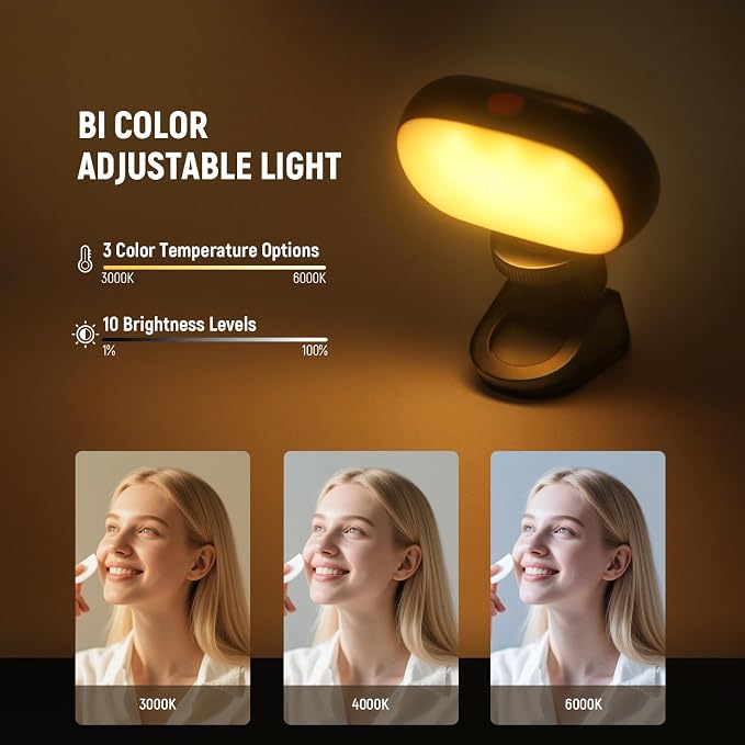 NEEWER Basics Portable Selfie Light, 3W Clip on Phone Small LED Cold Shoe