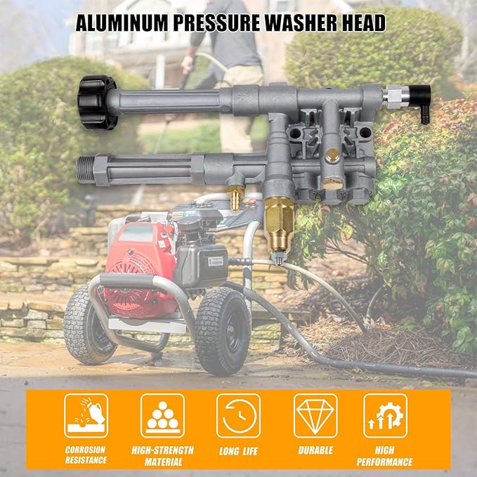 Ransoto AR42940 Pressure Washer Pump Head Assy Compatible with Troy Bilt SRMW2.2G26 RMW2.2G24 RMW2G20 RMW2G23B Complete Pump Head Replaces AR42518 AR43061