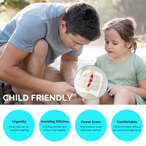 4 Pack Emergency Wound Closure Strips, Double Zip Wound Closure Device, Butterfly Stitches Alternative, Suture-Free Skin Closure for Home First Aid Kits & Outdoor Use
