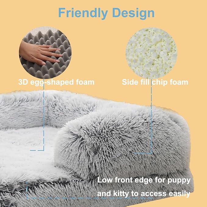 Dog Beds Large Sized dog Orthopedic, Sofa Dog Bed with Waterproof Lining and Nonskid Bottom, Rectangle Washable Dog Bed for Medium Small Dogs and Cats Comfortable ( Color : Gray , Size : 43 x 27" )