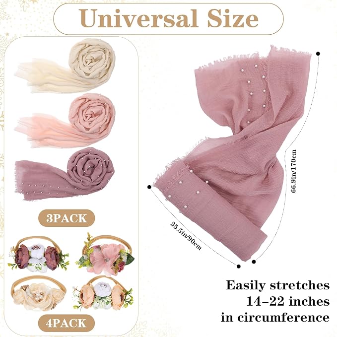 7 Pcs Baby Photoshoot Props Wrap Kit 3 Pieces Newborn Photography Props 4