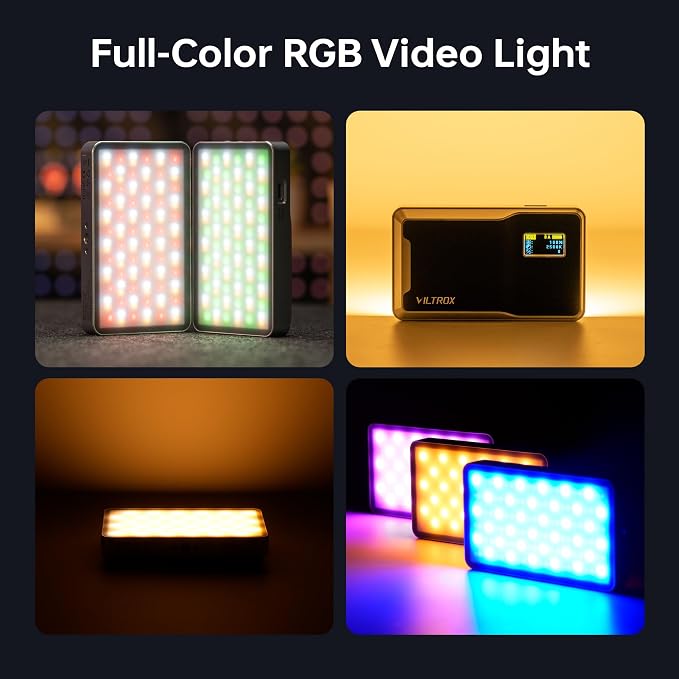 RGB Video Light Kit, 6000mAh Portable Camera Light 8W Output Power, LED Video