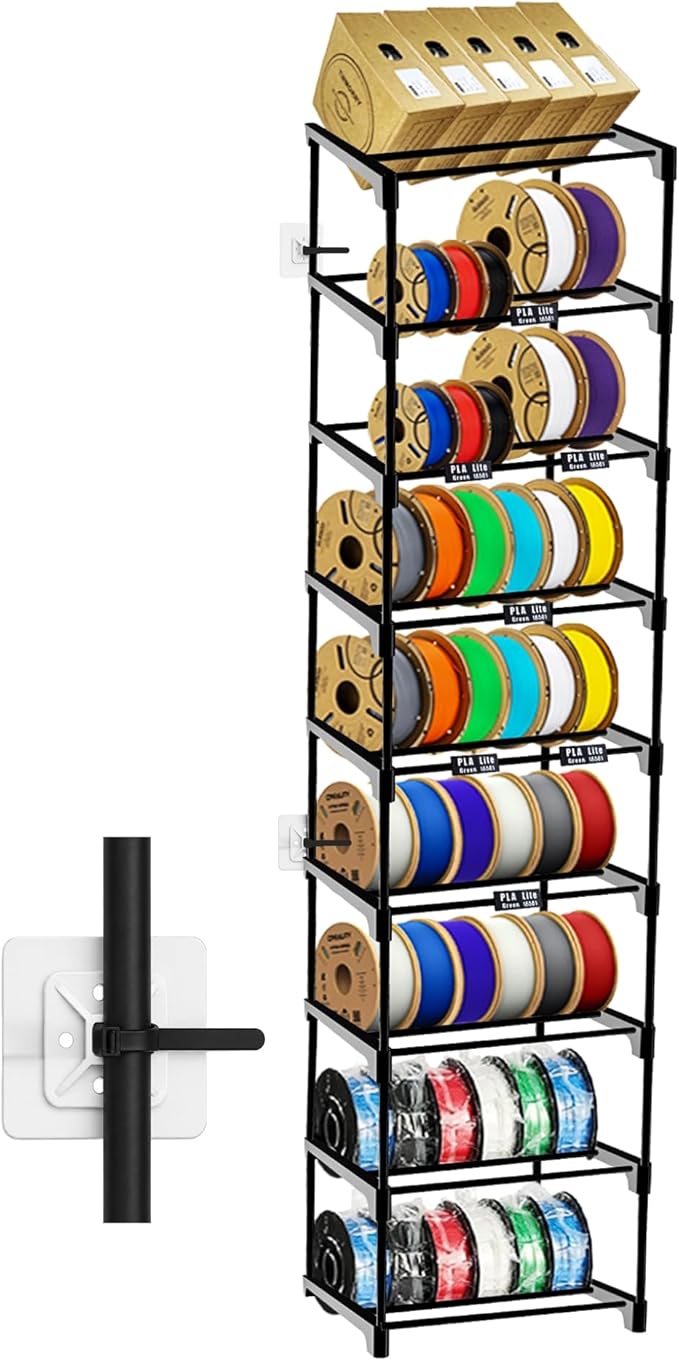 9-Tier 3D Printer Filament Storage Rack, Holds Up to 54 1kg Spools,