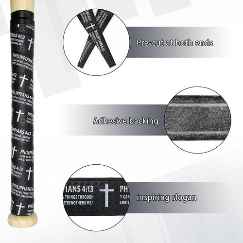 Christian Cross Baseball Bat Grip Tape - 2 Pack | 1.5mm Precut Full Adhesive Non-Slip Design