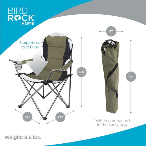 Internet's Best Padded Camping Folding Chair - Comfortable Outdoor Seating with Cup Holder & Carry Bag | Green