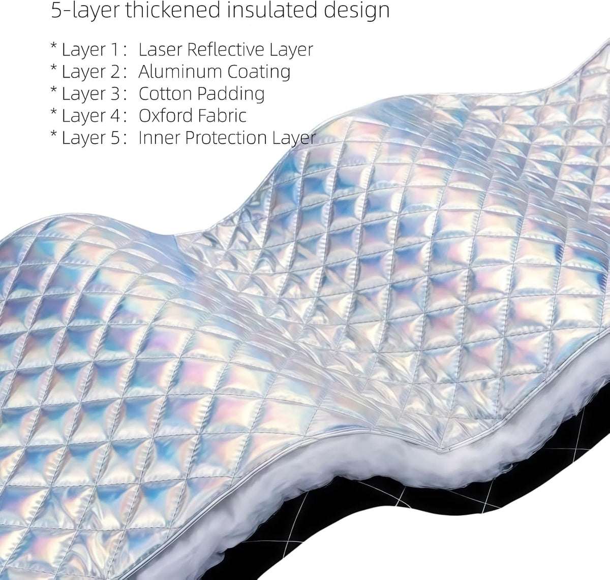 Foldable Windshield Sunshade | 5-Layer Laser Reflective Oxford Fabric Car Sun Shade with Steel Frame | UV Protection Heat Shield Sun Visor | Keeps Interior Cool & Protects Dashboard L(58 * 31 inch)