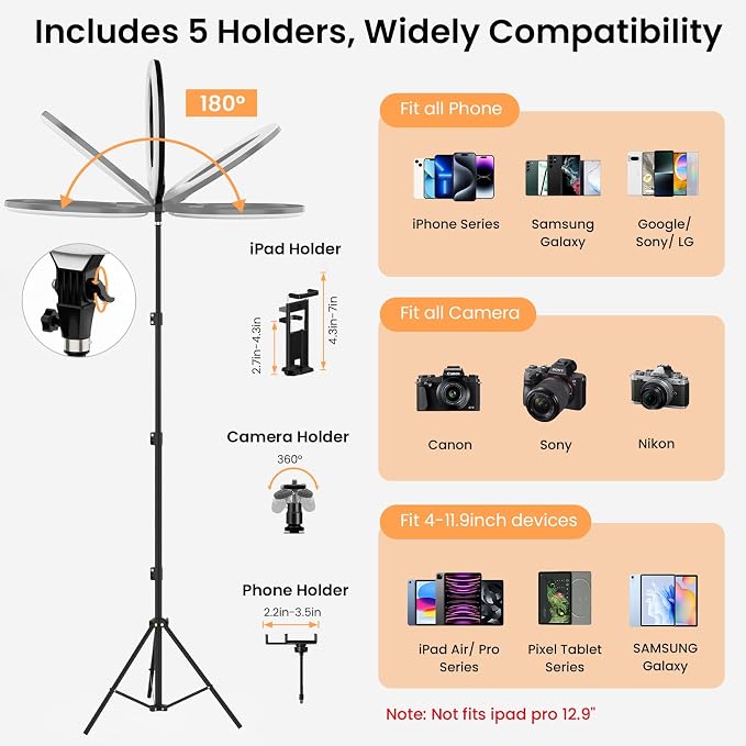 18" Foldable Ring Light with Stand