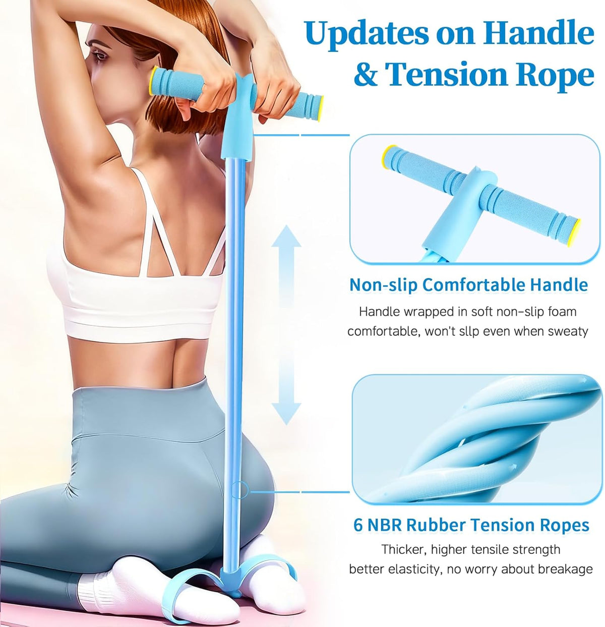 Pedal Resistance Bands - Upgrade 6-Tube Manual Tension Training | Natural Rubber for Full-Body Fitness